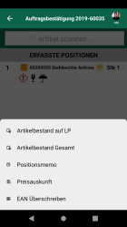 Belegpositionskontext Artikelkontext: Artikel mit vorhandener EAN (Überschreiben)