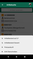 Artikelkontext Artikel mit vorhandener EAN (Überschreiben)